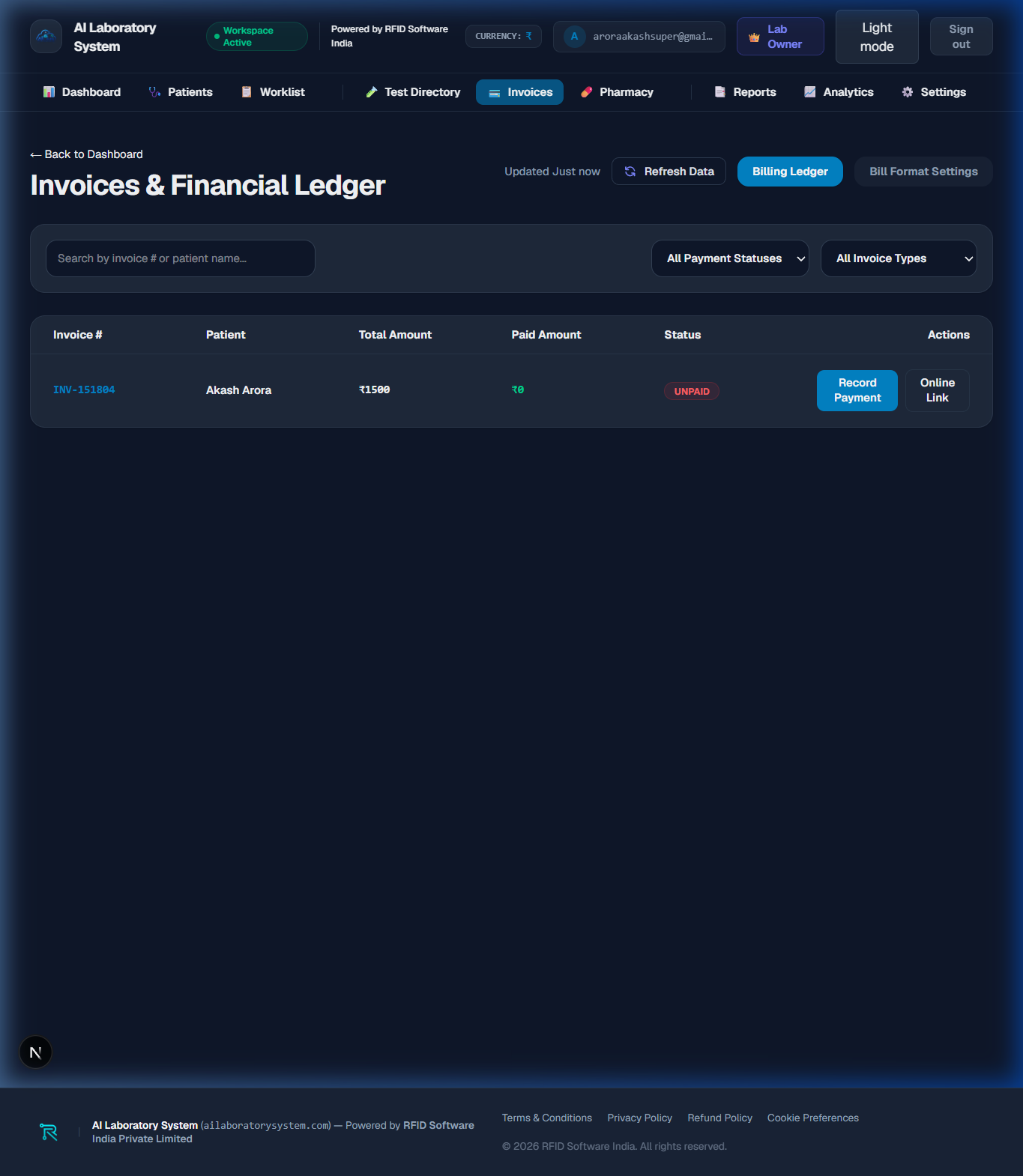 Invoices Dark Mode