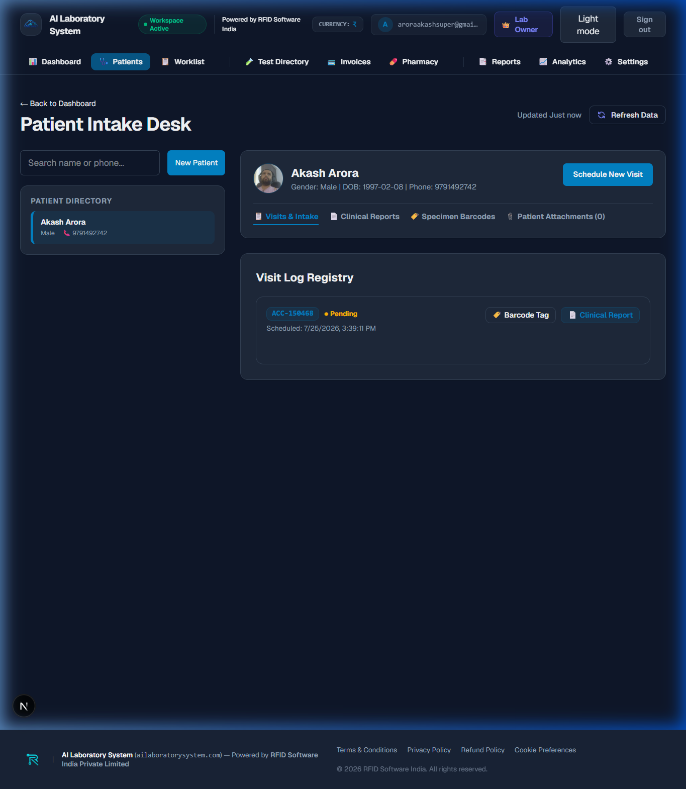 Patient Directory Dark Mode