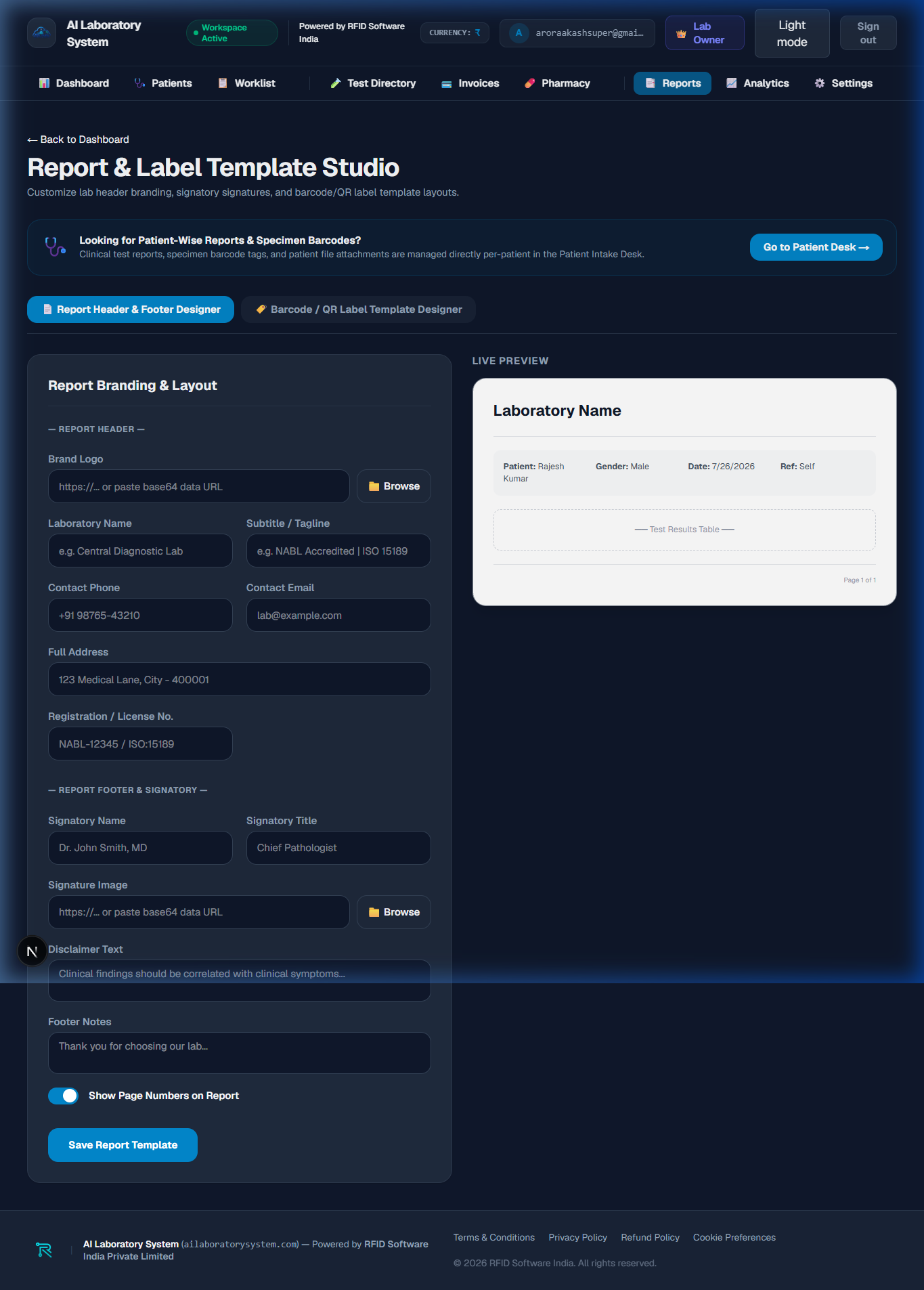 Diagnostic Reports Dark Mode