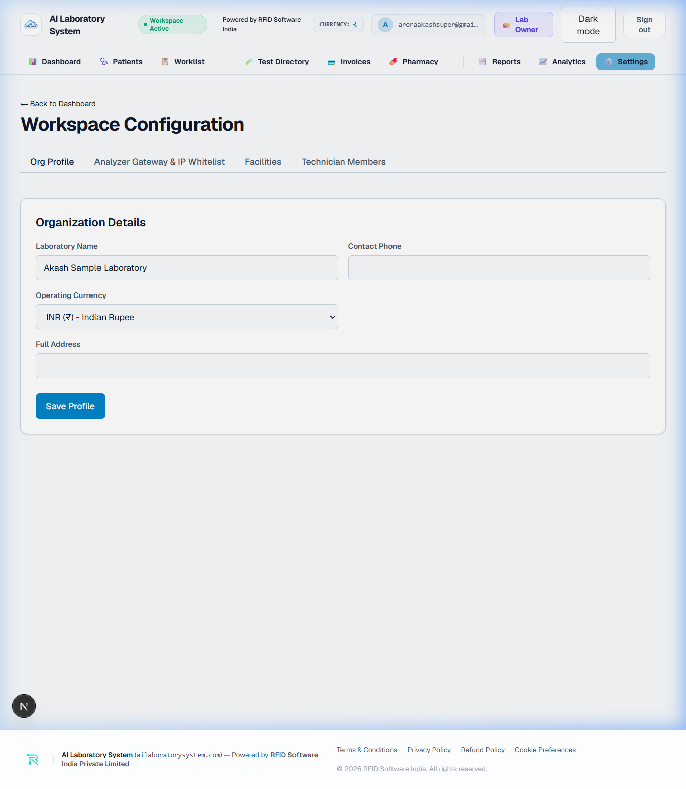 Lab Settings Light Mode