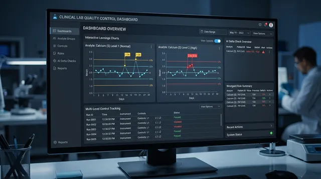 Westgard Multirule Evaluation and Levey-Jennings Dashboard